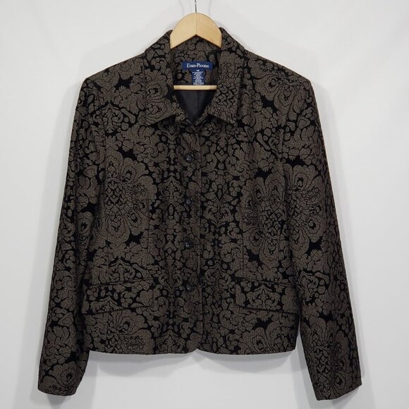 Evan Picone  Black Floral Tapestry Blazer Jacket  Size 18 - Picture 1 of 5